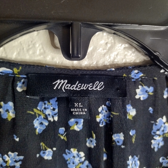 Madewell Silk Cinch-Sleeve Top in Baby's Breath Sz Xl - Picture 6 of 10